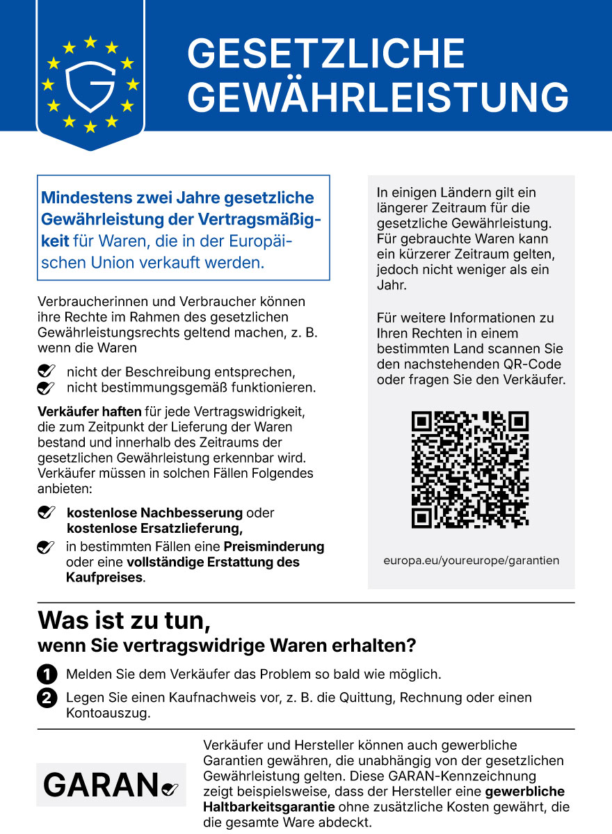 Label Gesetzliche Gewährleistung Label Gesetzliche Gewährleistung