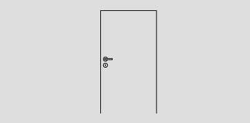 Abbildung einer einfarbigen Zimmertür mit glatter Oberfläche, Türdrücker und Schloss.